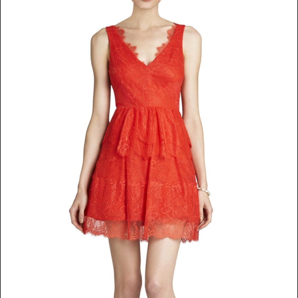 BCBGMaxAzria Lace Willa dress - Pink/Coral, XXS